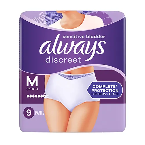 Always Discreet Boutique Black Low-Rise Large incontinence pants packaging
