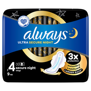 Always Ultra Secure Night (Size 4) Sanitary Pads With Wings