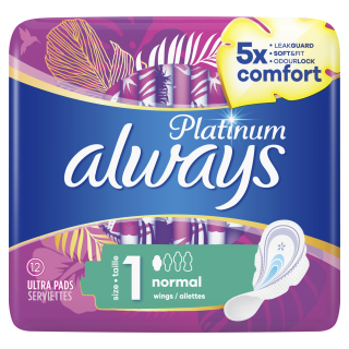 Always Platinum Normal (Size 1) Sanitary Pads With Wings