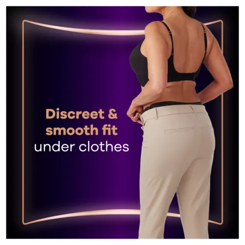 Woman wearing trousers and Boutique Pants for a discreet and smooth fit under clothes.