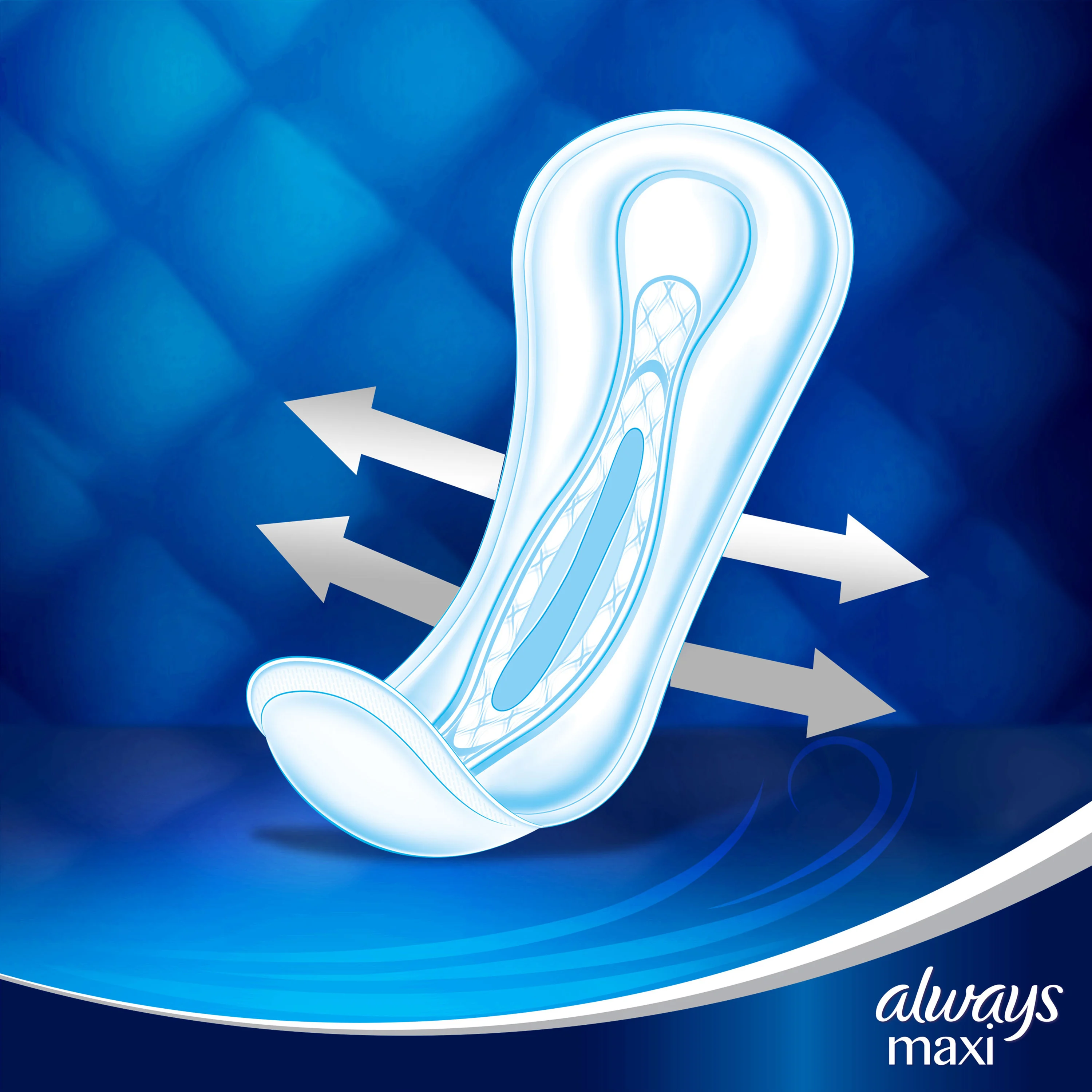 Always Maxi sanitary towels super fit to stay in place and follow your movements