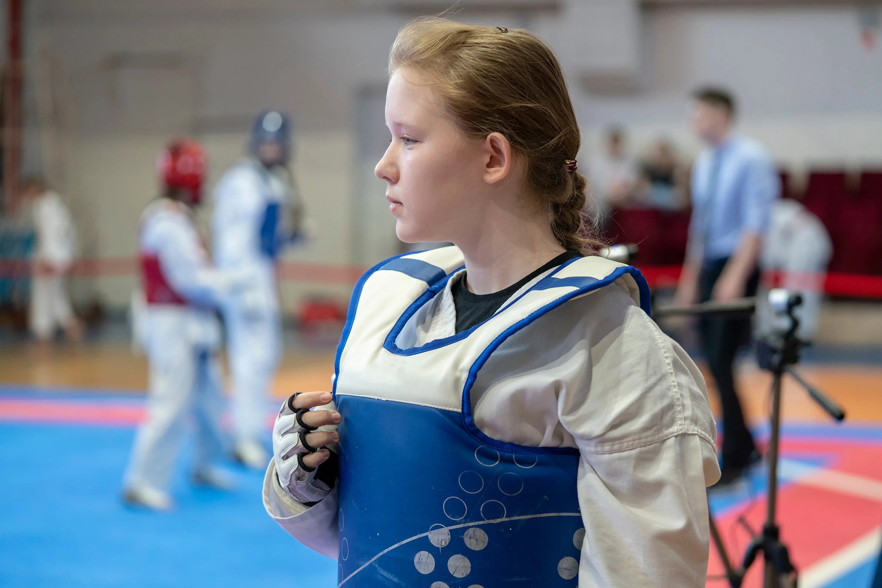 Girl in taekwondo uniform
