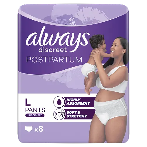 Always Discreet Postpartum Disposable Pants Large 8 ct