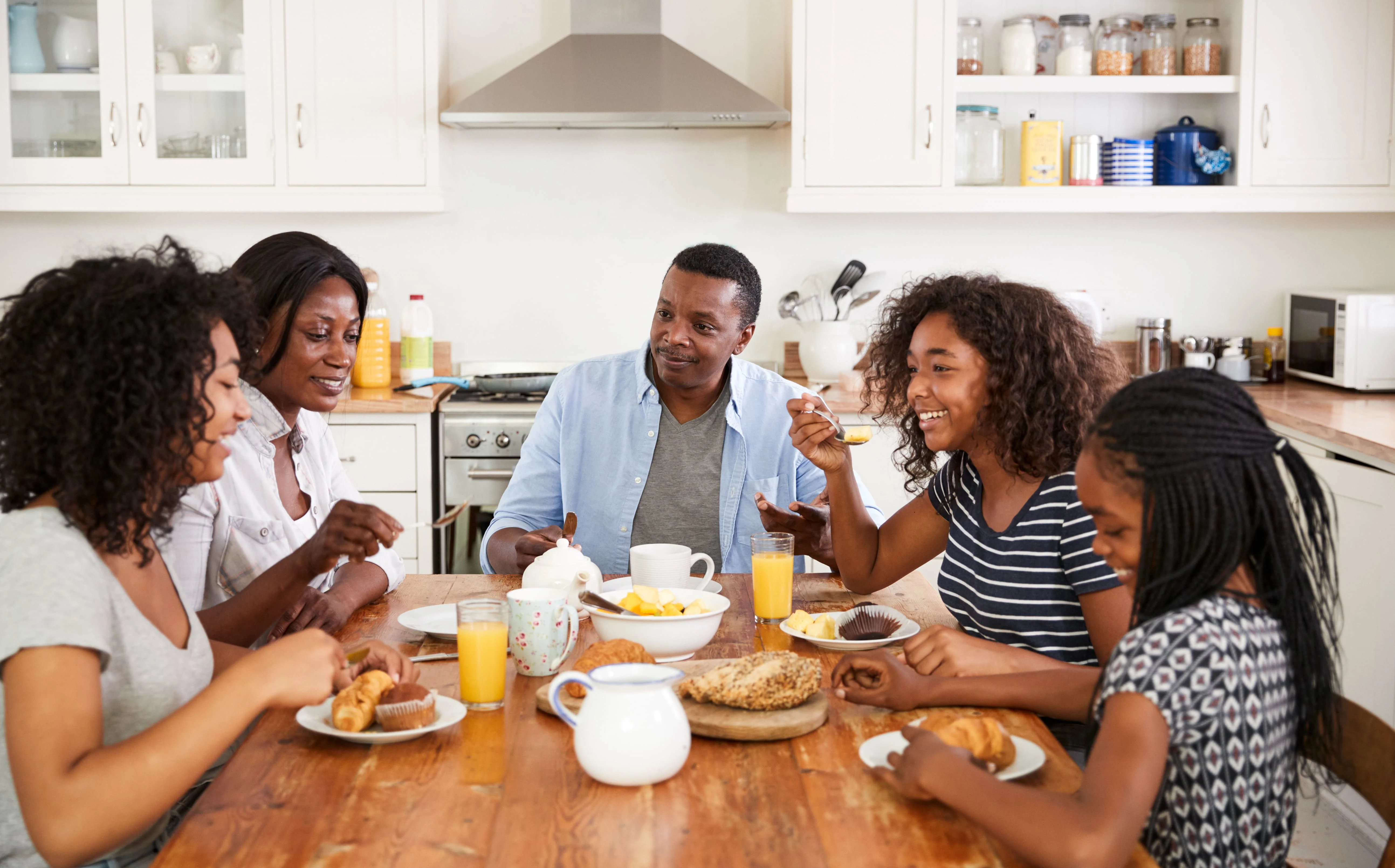 Family having breakfast