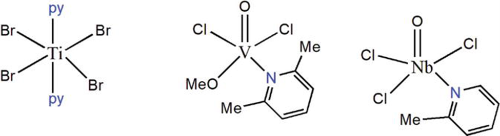 Ti, V, and Nb complexes with pyridine.