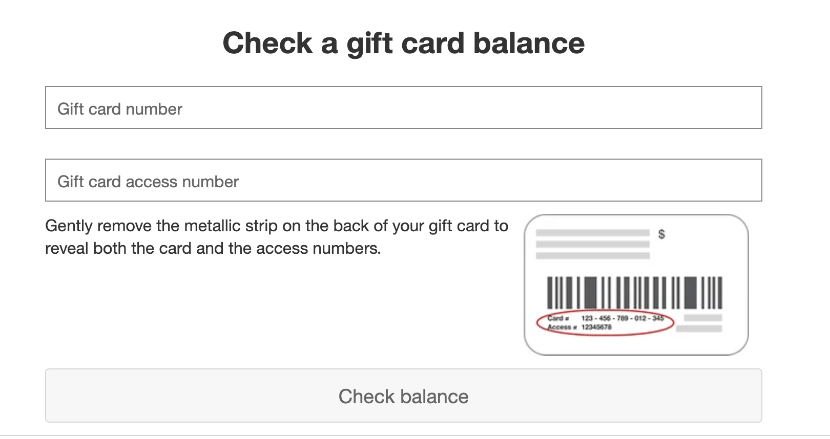 How to check your  gift card balance