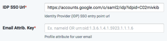 SSO-IDP url Email key