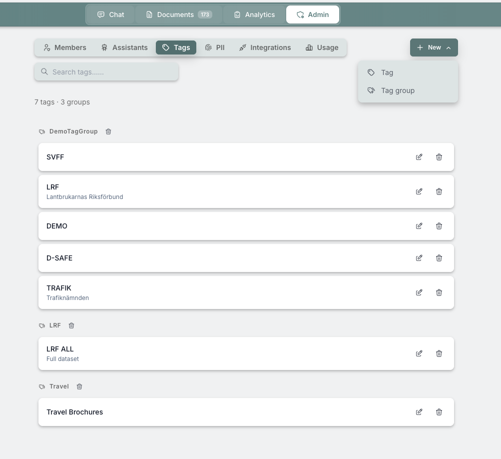Custom tag system