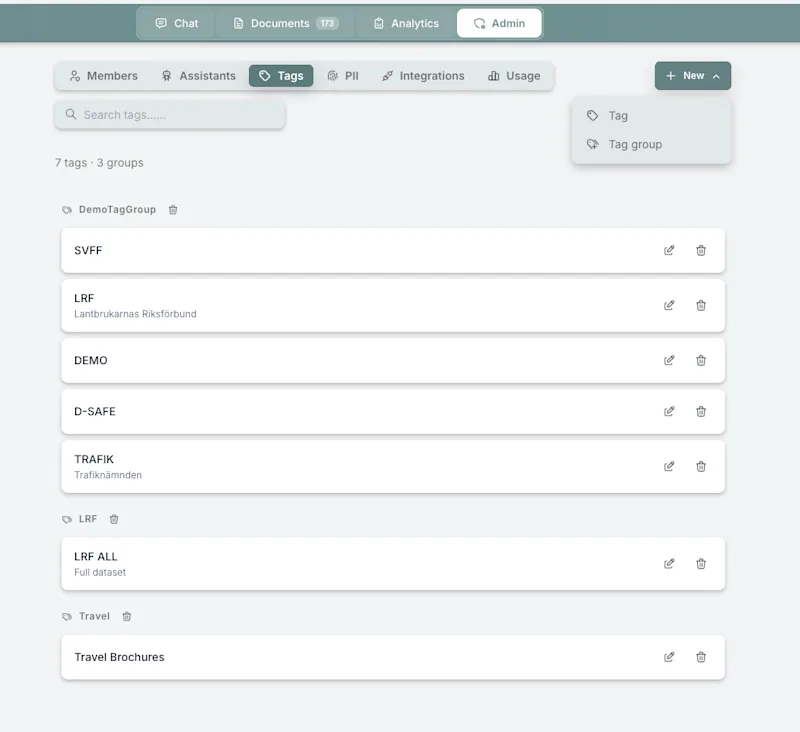 Custom tag system