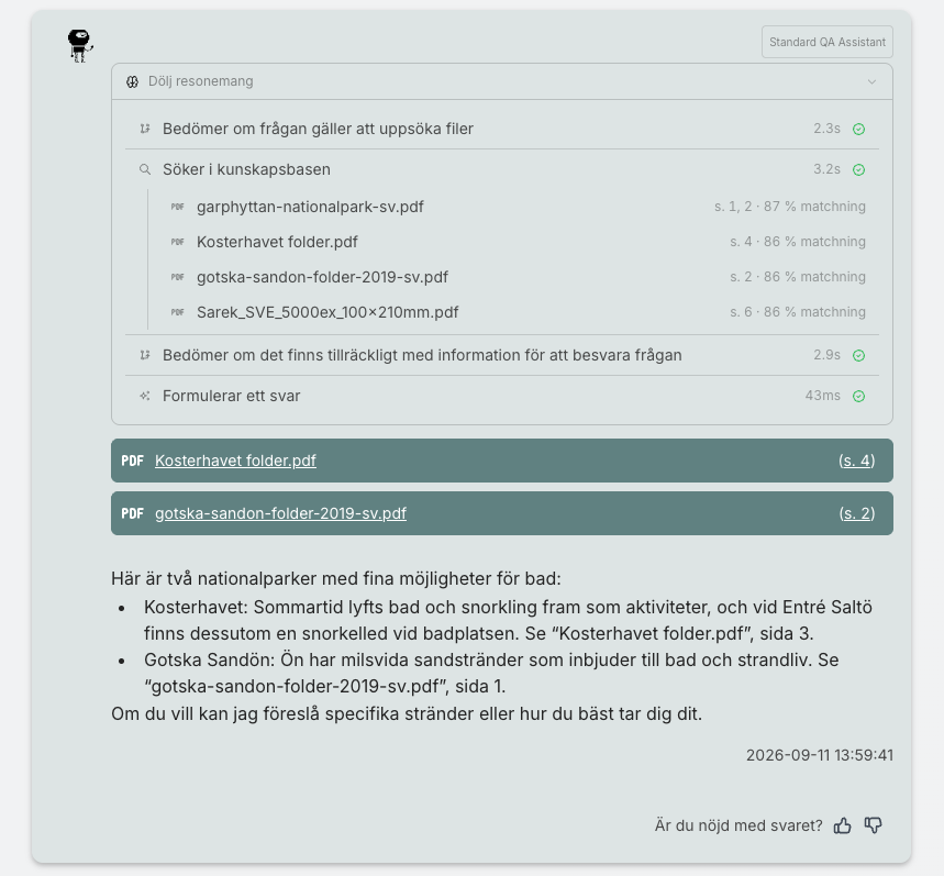 Spårbara händelser och referenser till källorna