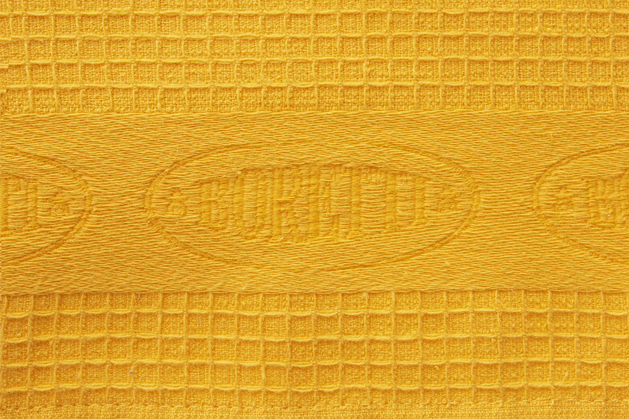 Butterscotch Yellow Gingham Stonewashed Waffle Kitchen Towel –