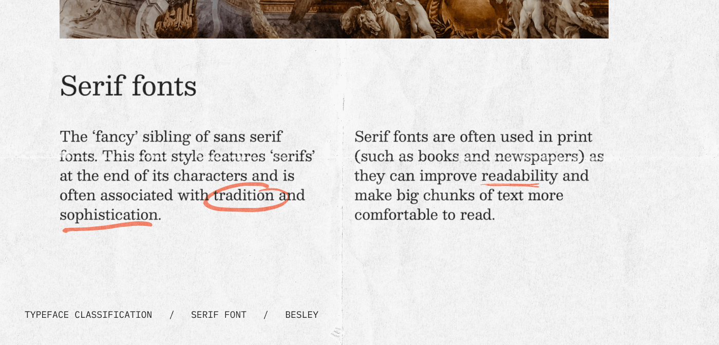 Types of fonts: Serifs