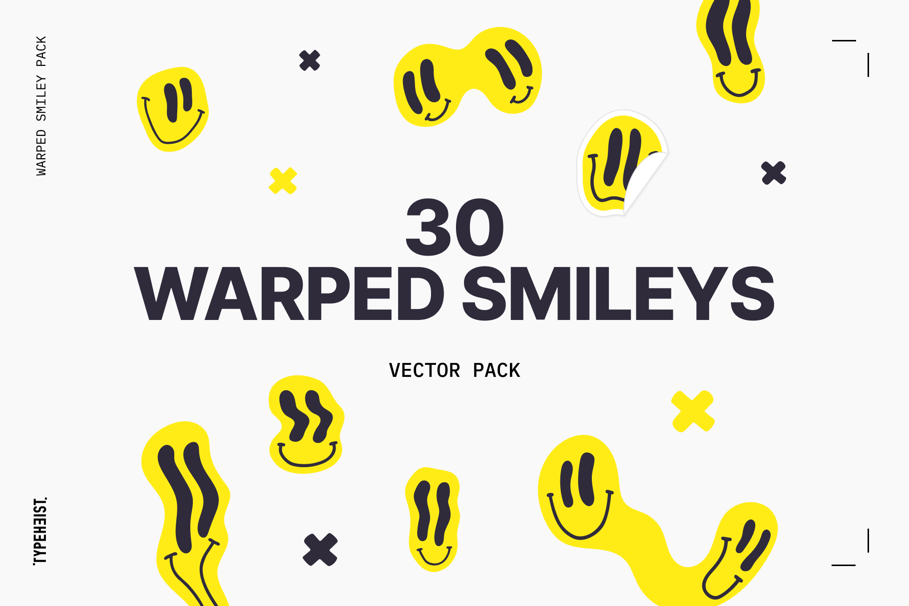 Warped Smiley Vector Pack: A vector pack with 30 warped smileys + 20 bonus assets. Good times.
