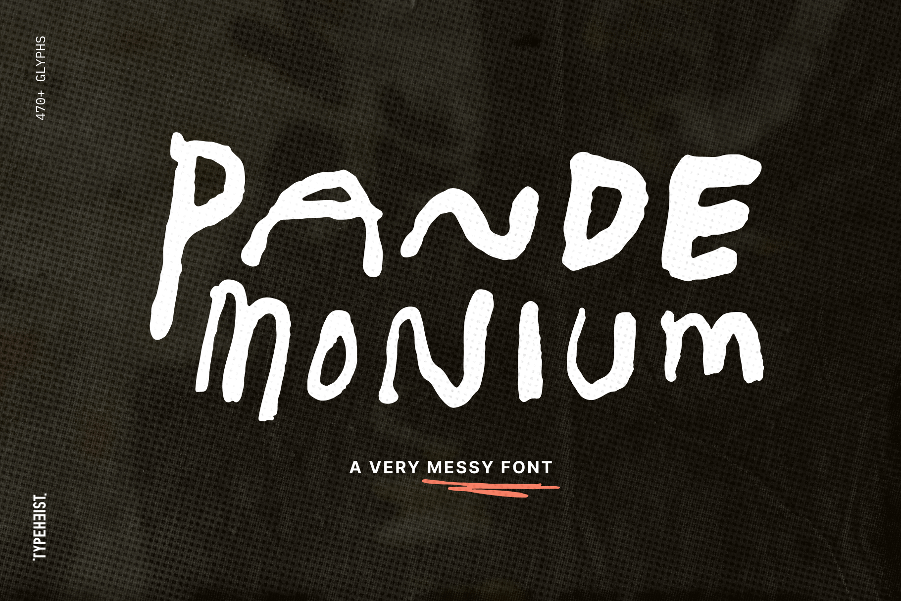 Pandemonium: "Wild uproar, unrestrained disorder; tumult or chaos". True to its name, Pandemonium font is exactly that: wild, chaotic and super erratic.