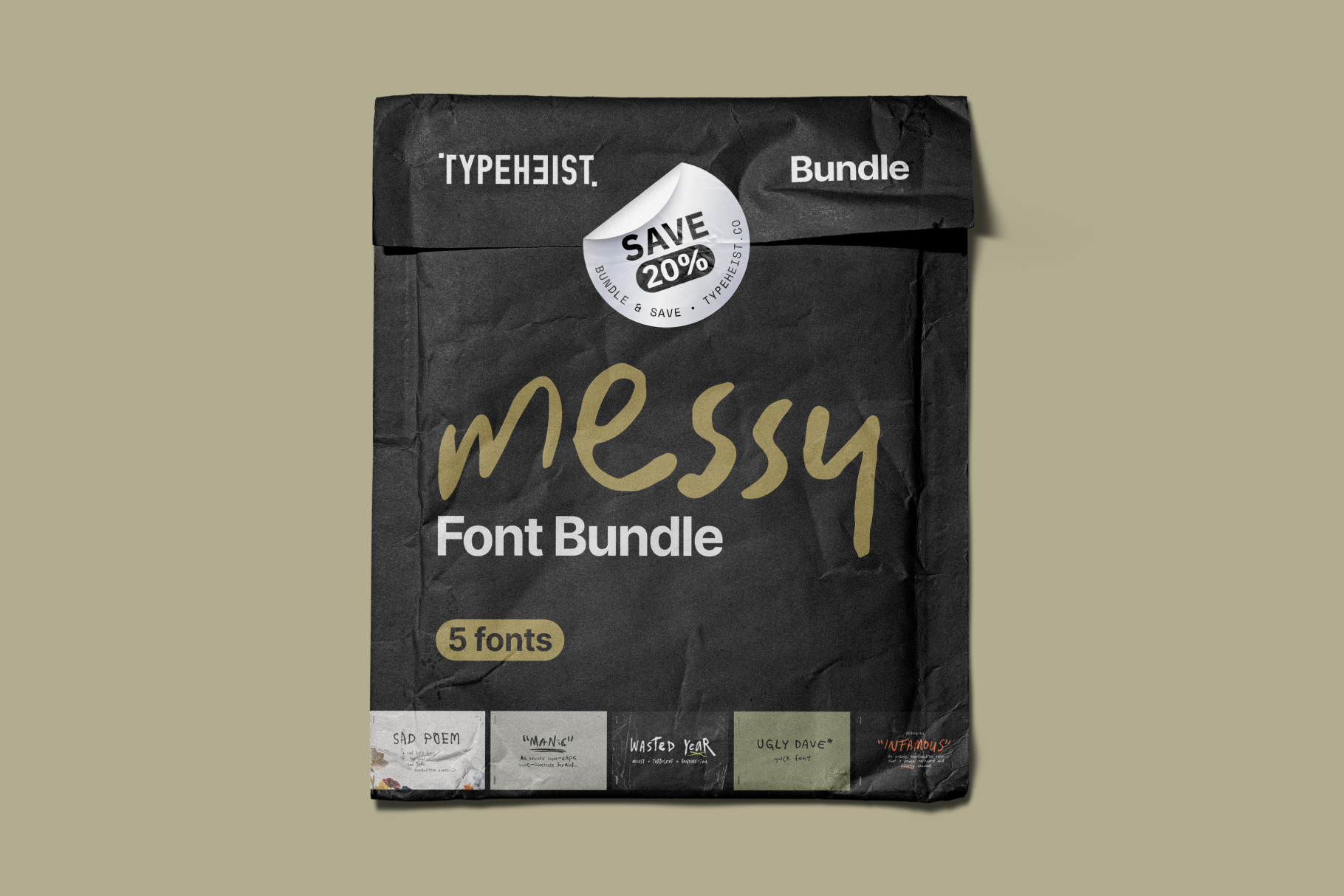 Messy Font Bundle: 5 messy handwriting fonts, in a bundle!