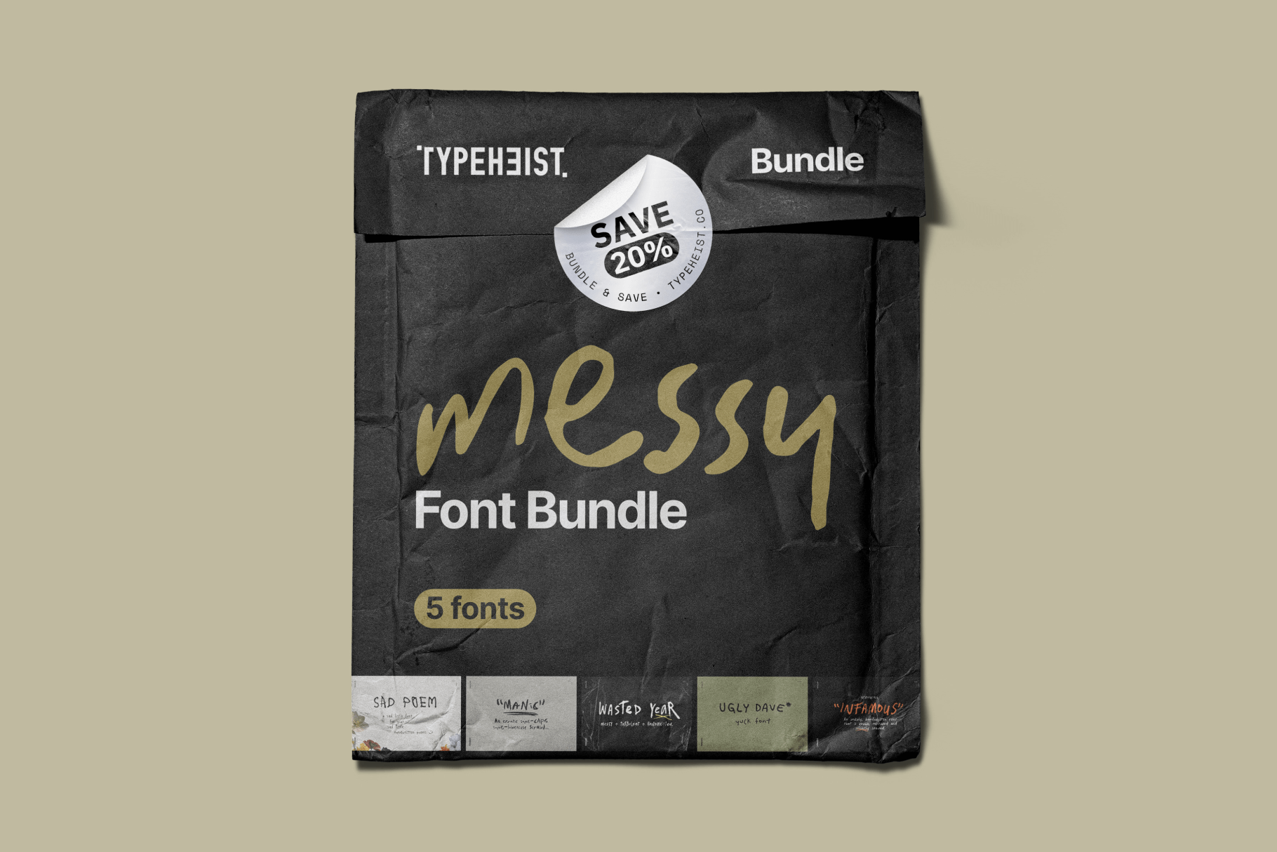 Messy Font Bundle: 5 messy handwriting fonts, in a bundle!