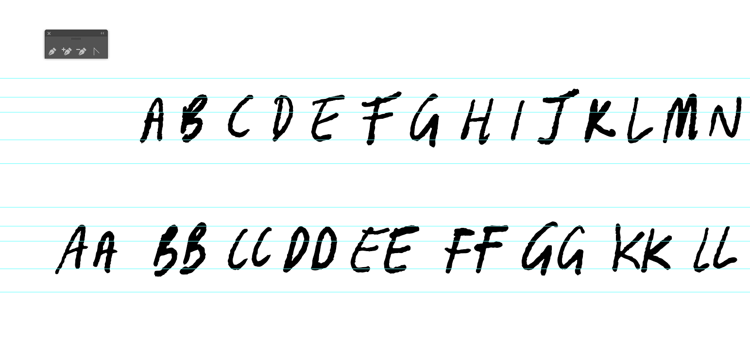 Custom glyphs in handwritten fonts
