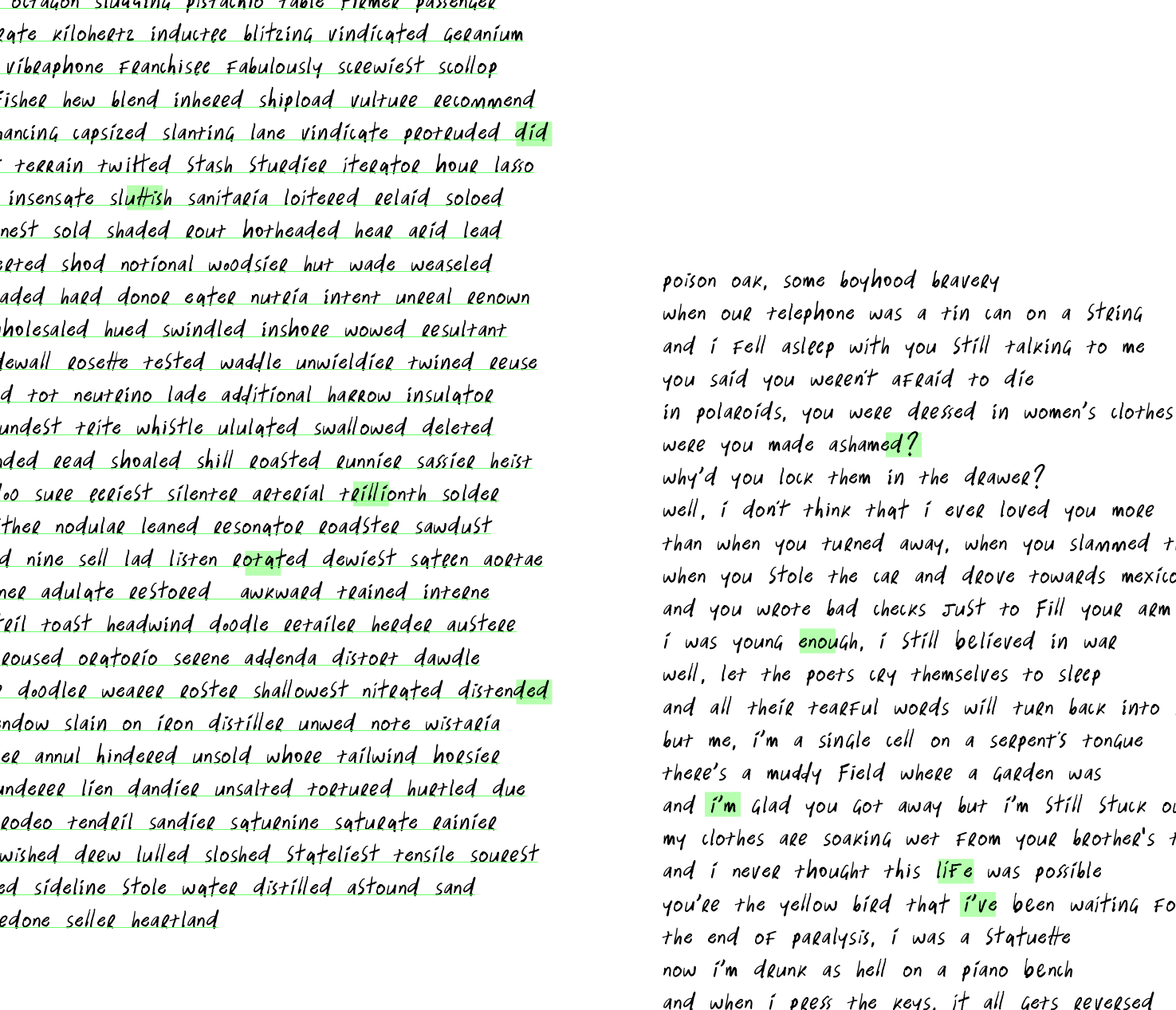 Type testing handwriting fonts