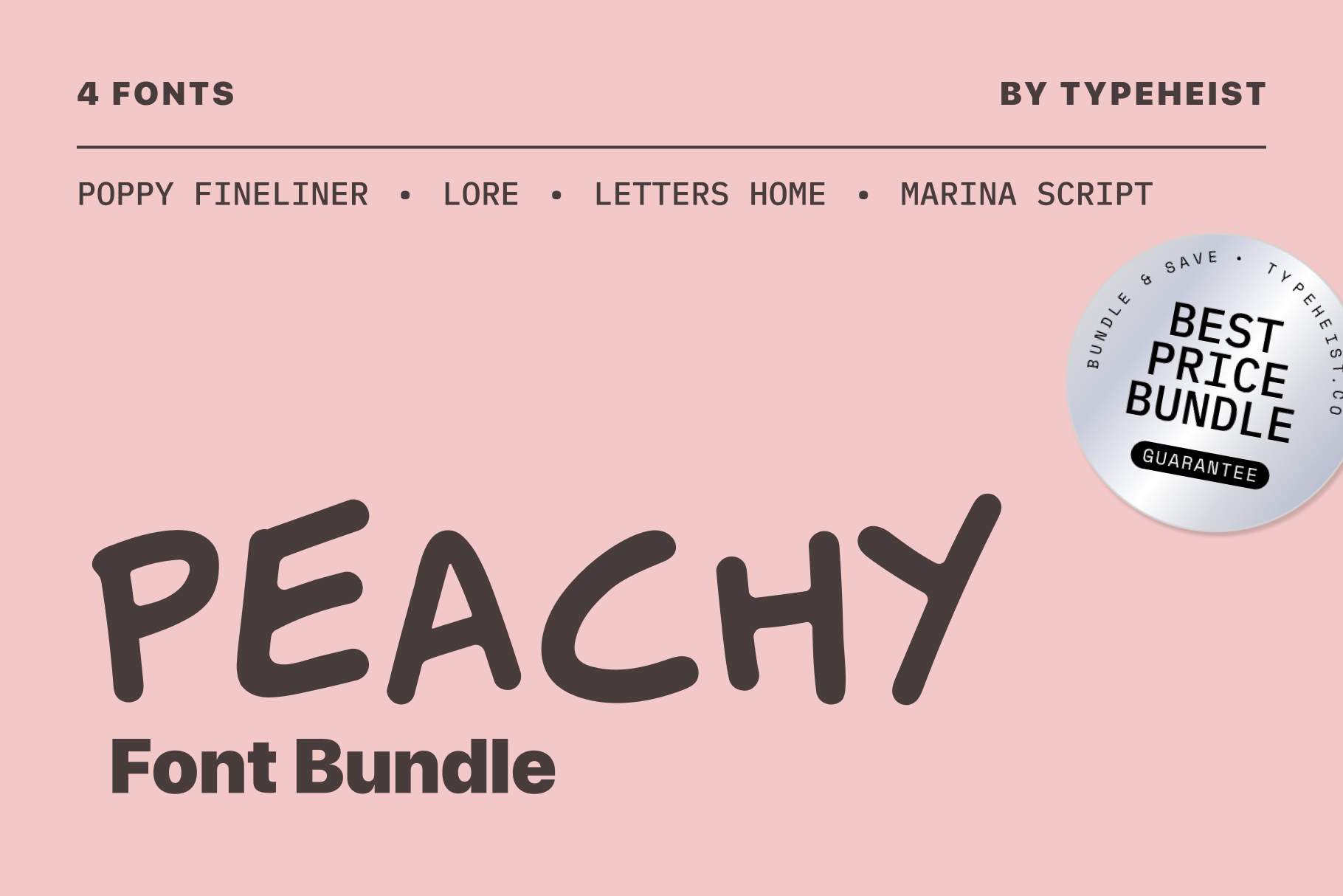 Peachy Font Bundle: 4 cute and casual handwriting fonts, in a bundle!