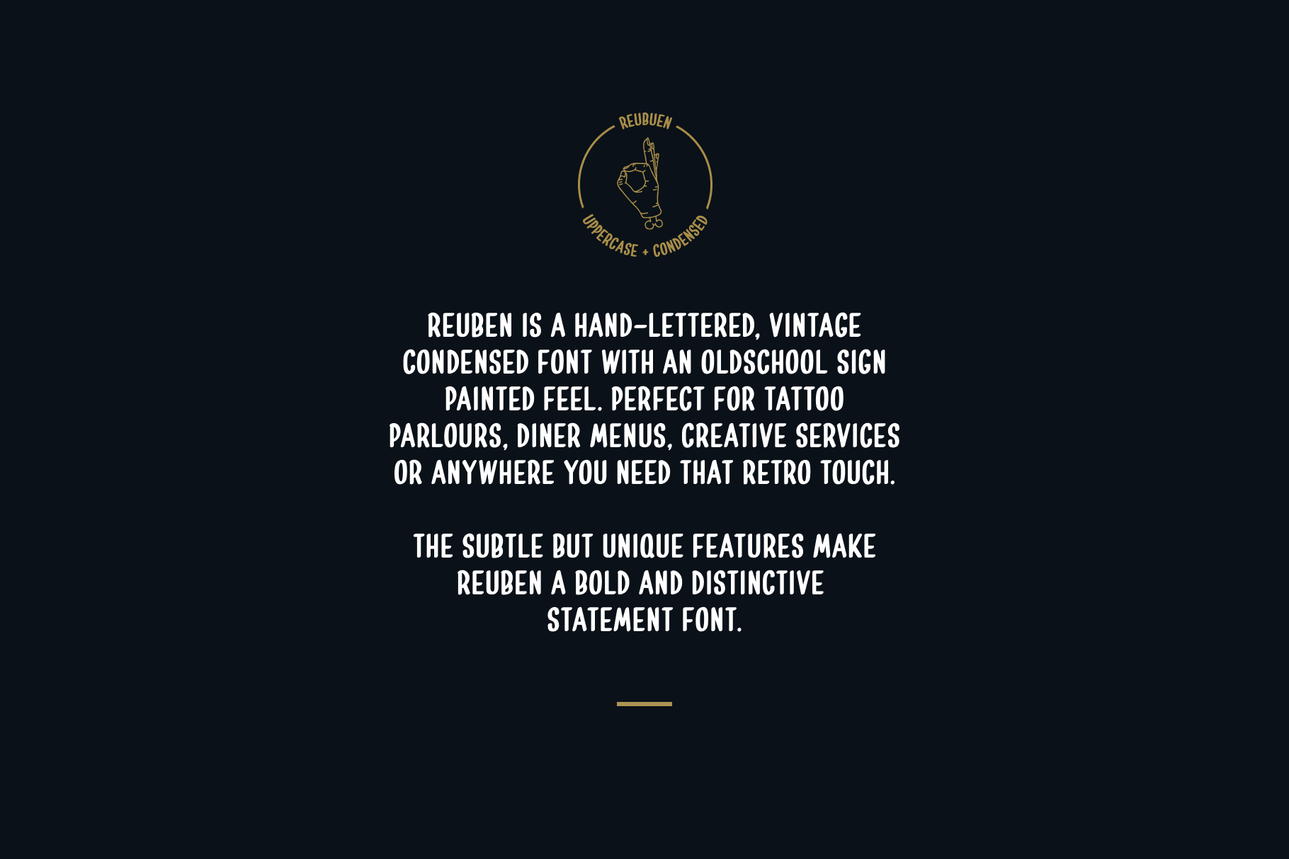 Reuben: A hand-lettered, vintage condensed font