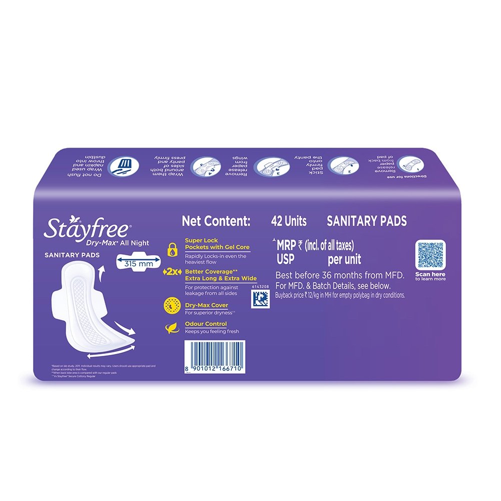 Stayfree Dry Max All Night XL Pads