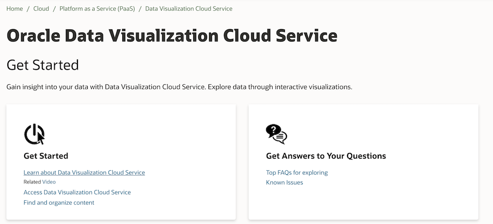Oracle Data Visualisation
