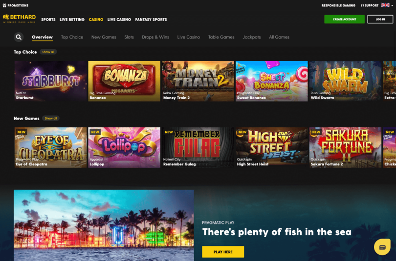 BetHard casino games overview