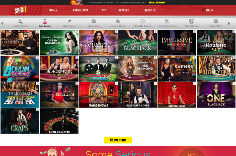 Spinit casino live games