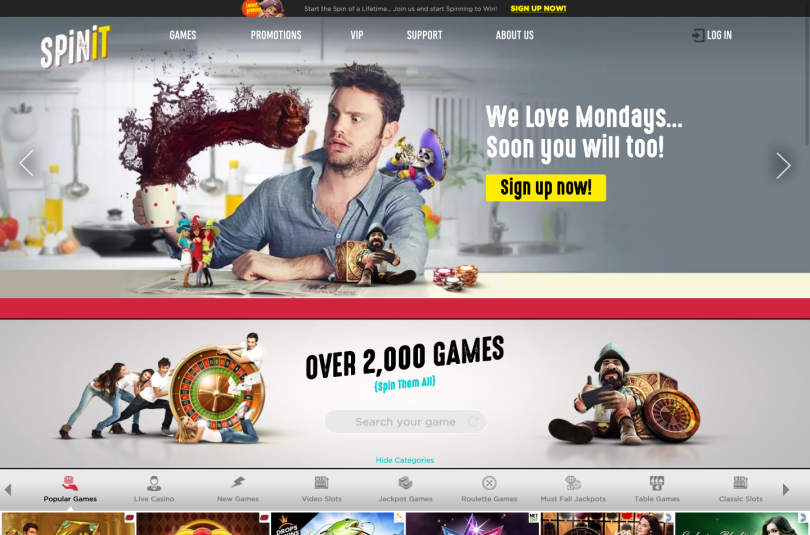 Spinit casino homepage