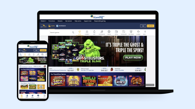 BetRivers Casino in Ontario shown on mobile and desktop devices