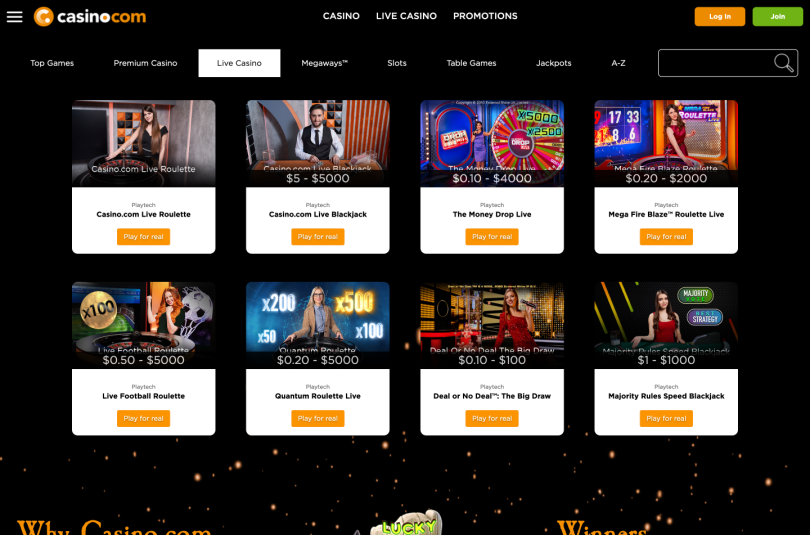 Casino.com - Live casino