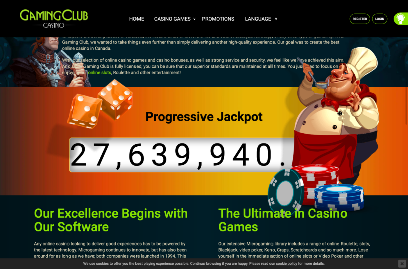 Gaming club progressive jackpot