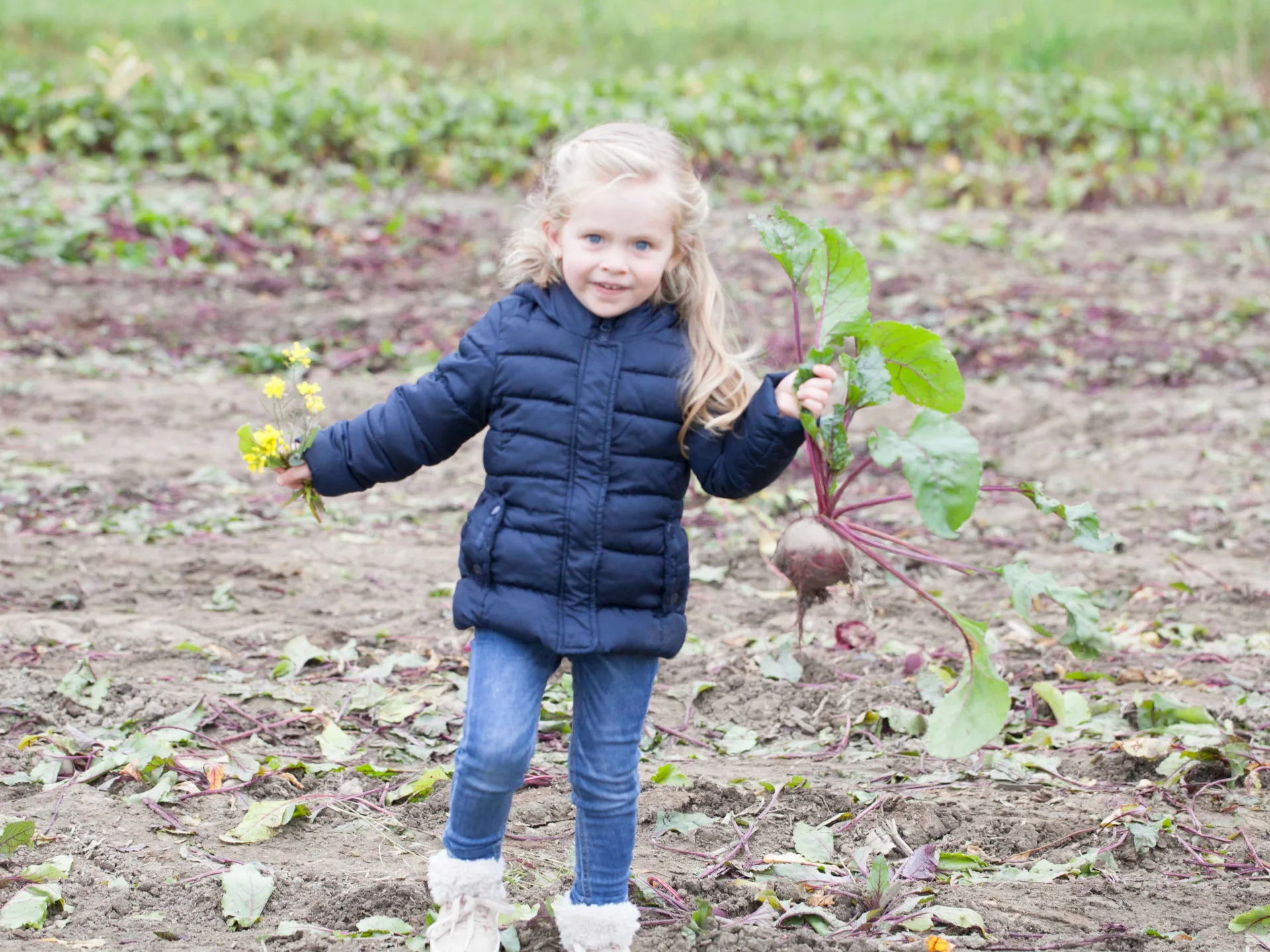 Child holding beet