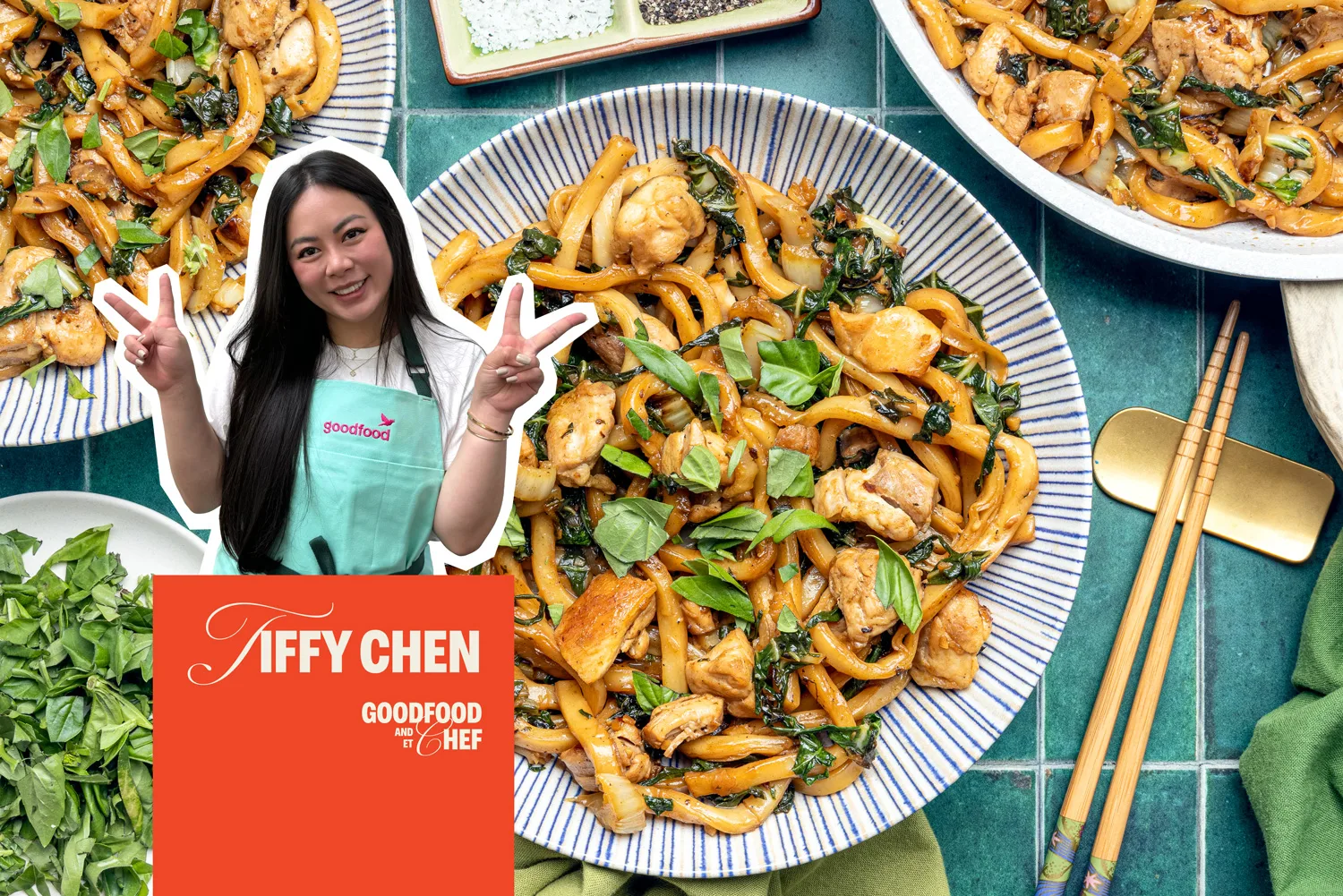 Night Market Chicken Stir-Fry with Fresh Udon Noodles & Basil Leaves