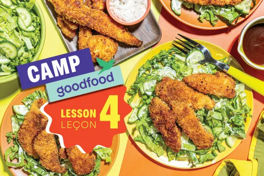 Camp Goodfood - Lesson 4. Crispy Chicken Tender with Honey-BBQ Dipping Sauce & Caesar Dressed Salad BS W494