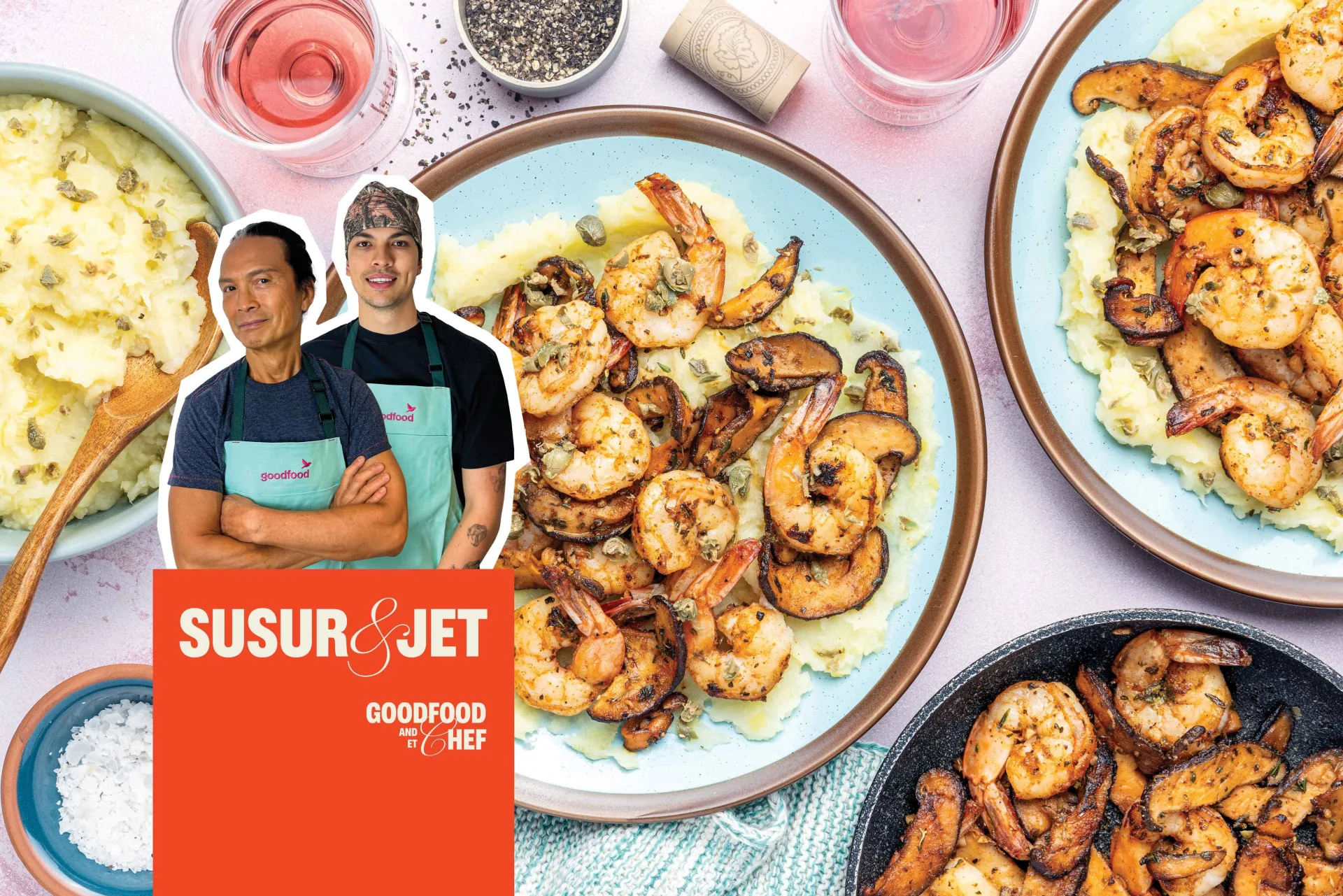 Smoky Cajun Shrimp with Shiitakes & Potato-Parsnip Purée - Susur & Jet - GFxChef