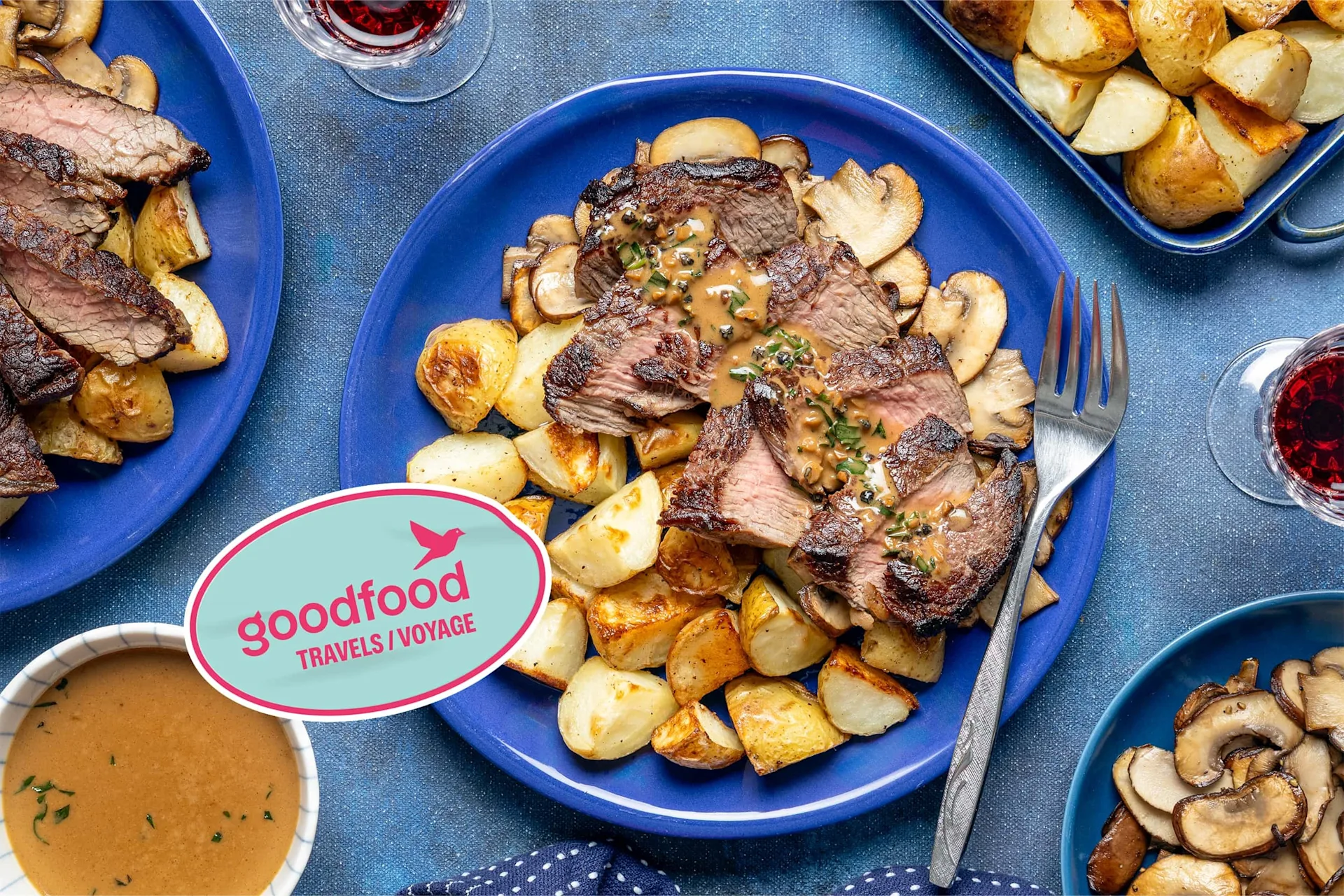 Steak au Poivre with Sautéed Mushrooms and Pan-fried Potatoes-CL21-BS-W56