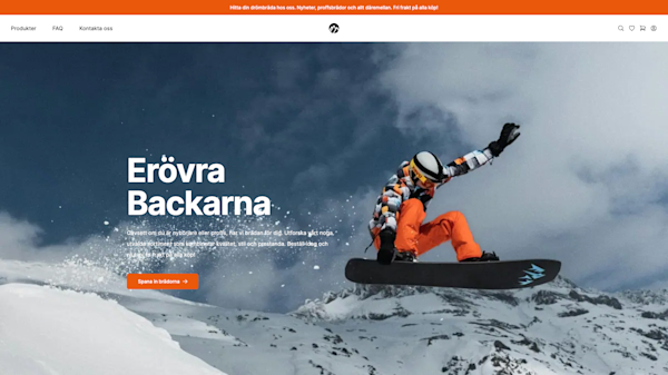 Skärmdump av hemsidan för projektet Avalanche Riders.