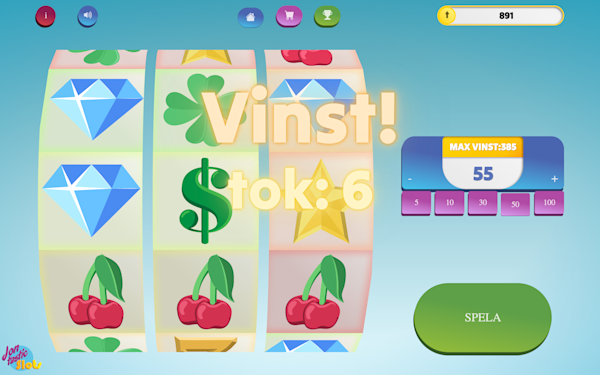 Skärmdump av hemsidan för projektet Jontastic Slots.