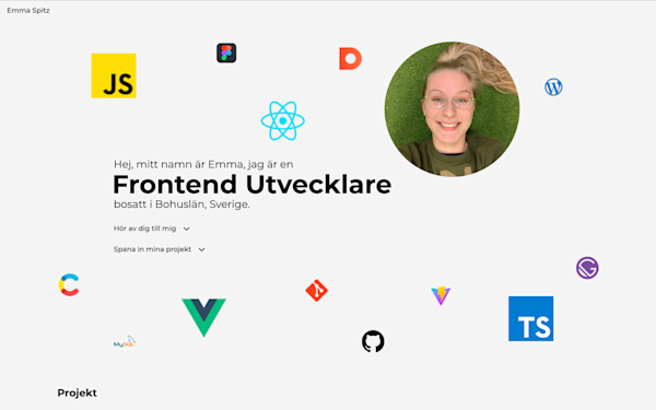 Skärmdump av hemsidan för projektet Portfolio 2025.