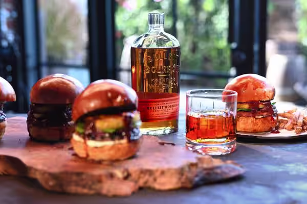 Tamarind BBQ Burger with Citrus Boulevardier