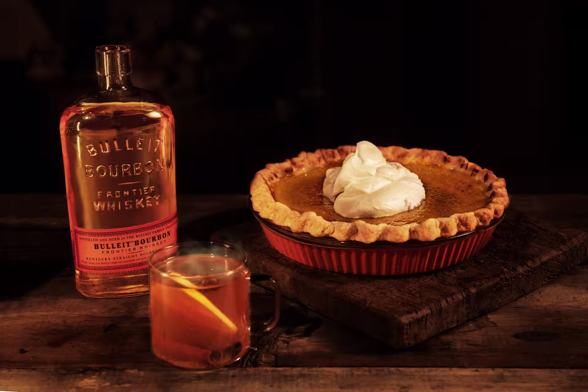 Maple-Bourbon Pumpkin Pie with Spiced Maple Hot Toddy hero