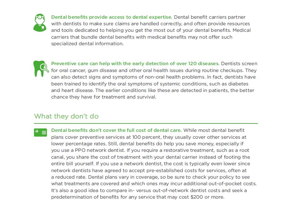 What dental benefits do and don't do document part 2
