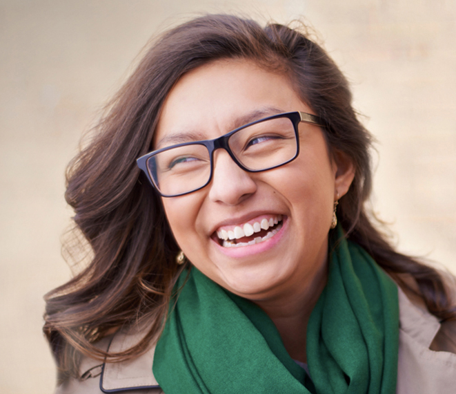 Smiling Girl with Glasses - Fall