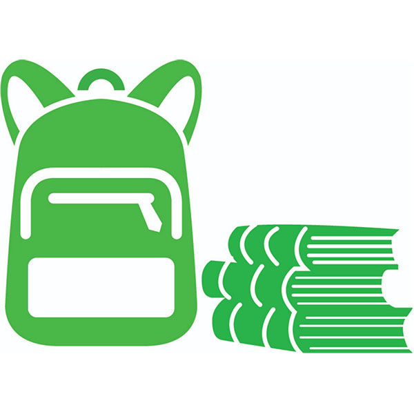Graphic of backpack and books