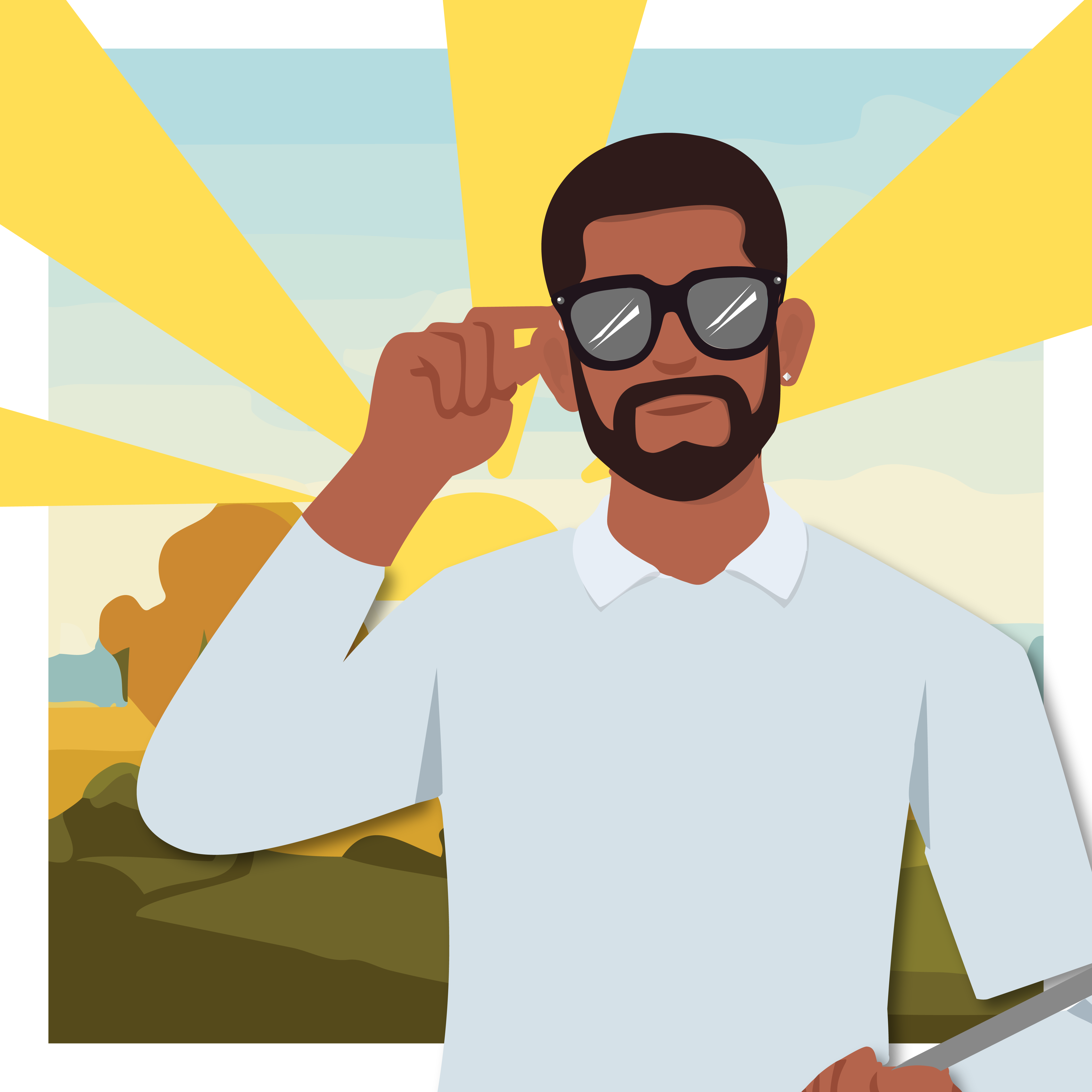 A man wears protective eye glasses