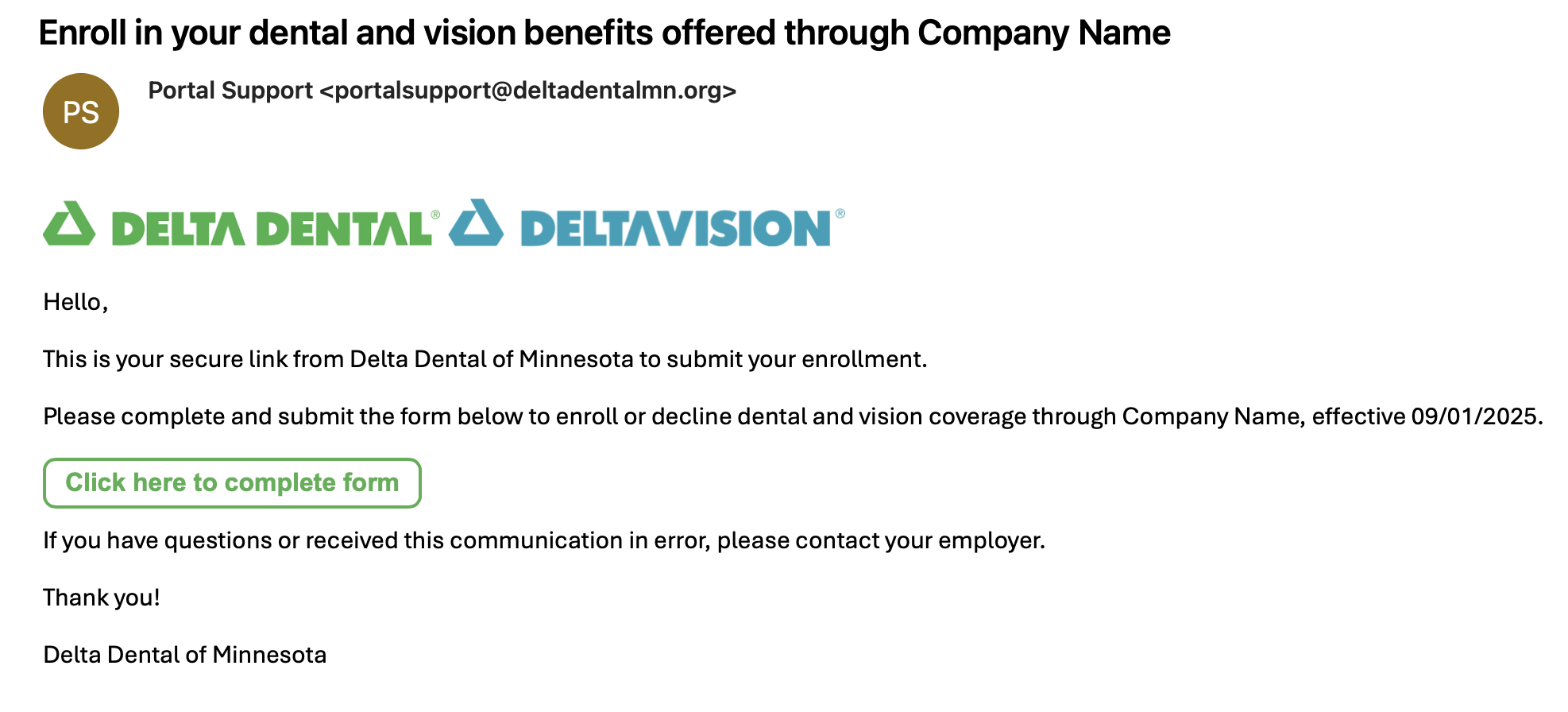 Employee enrollment screenshot 2