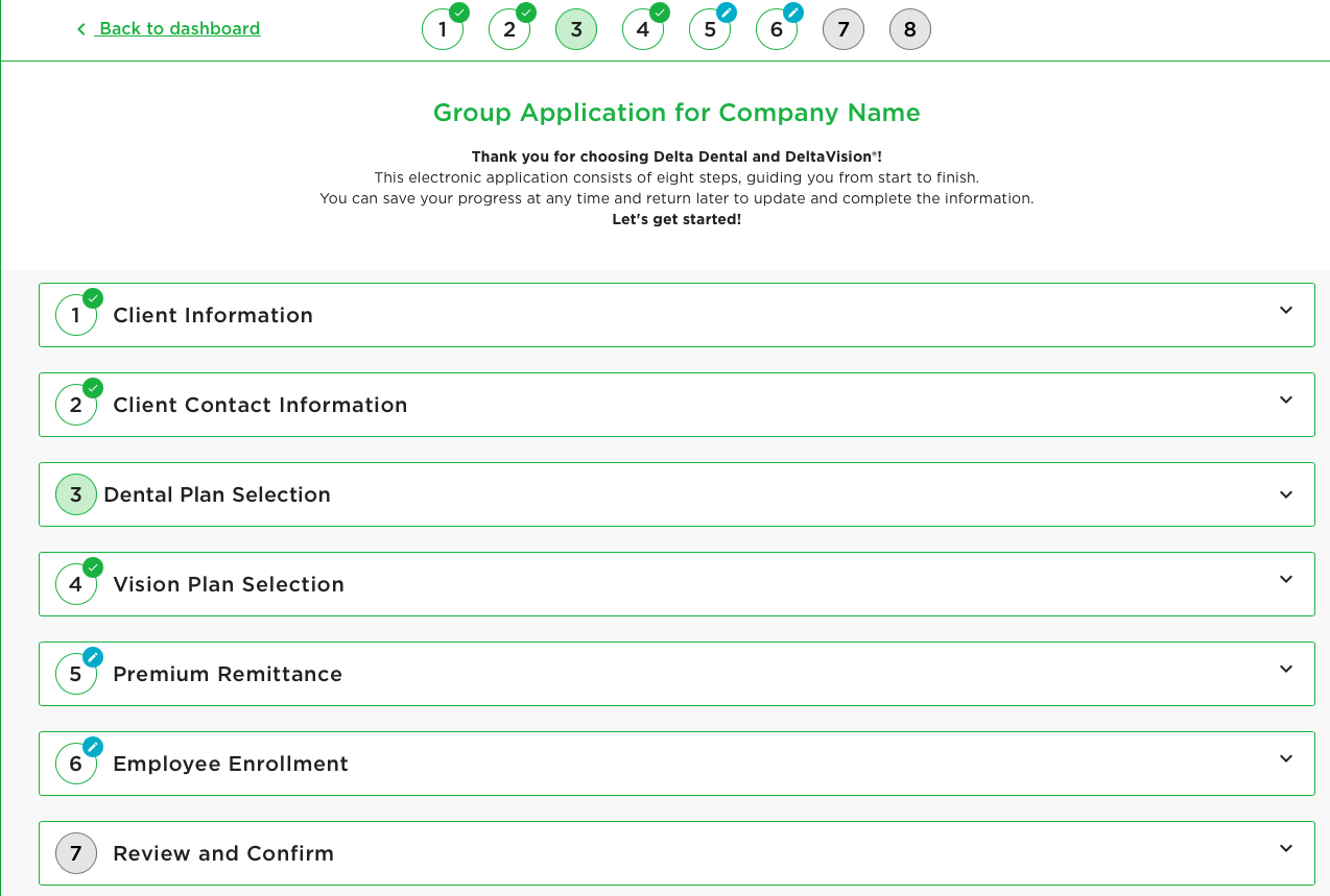 Application status screenshot