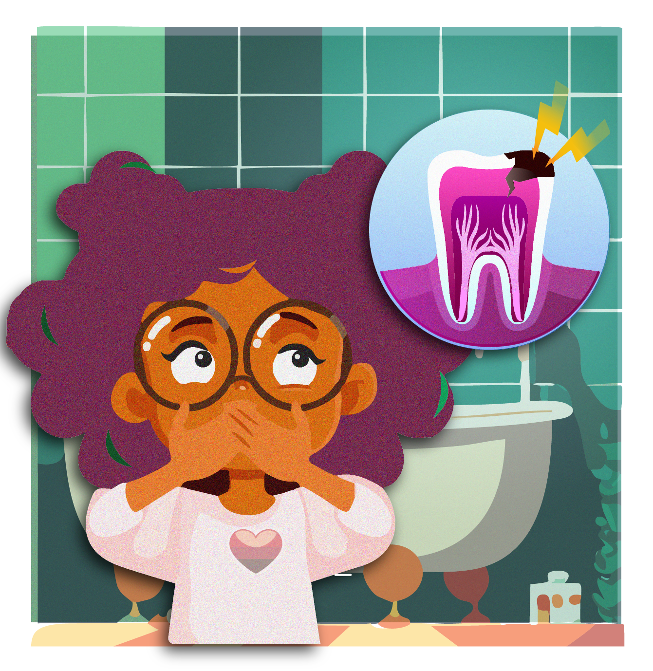 Young child covering her mouth due to tooth pain