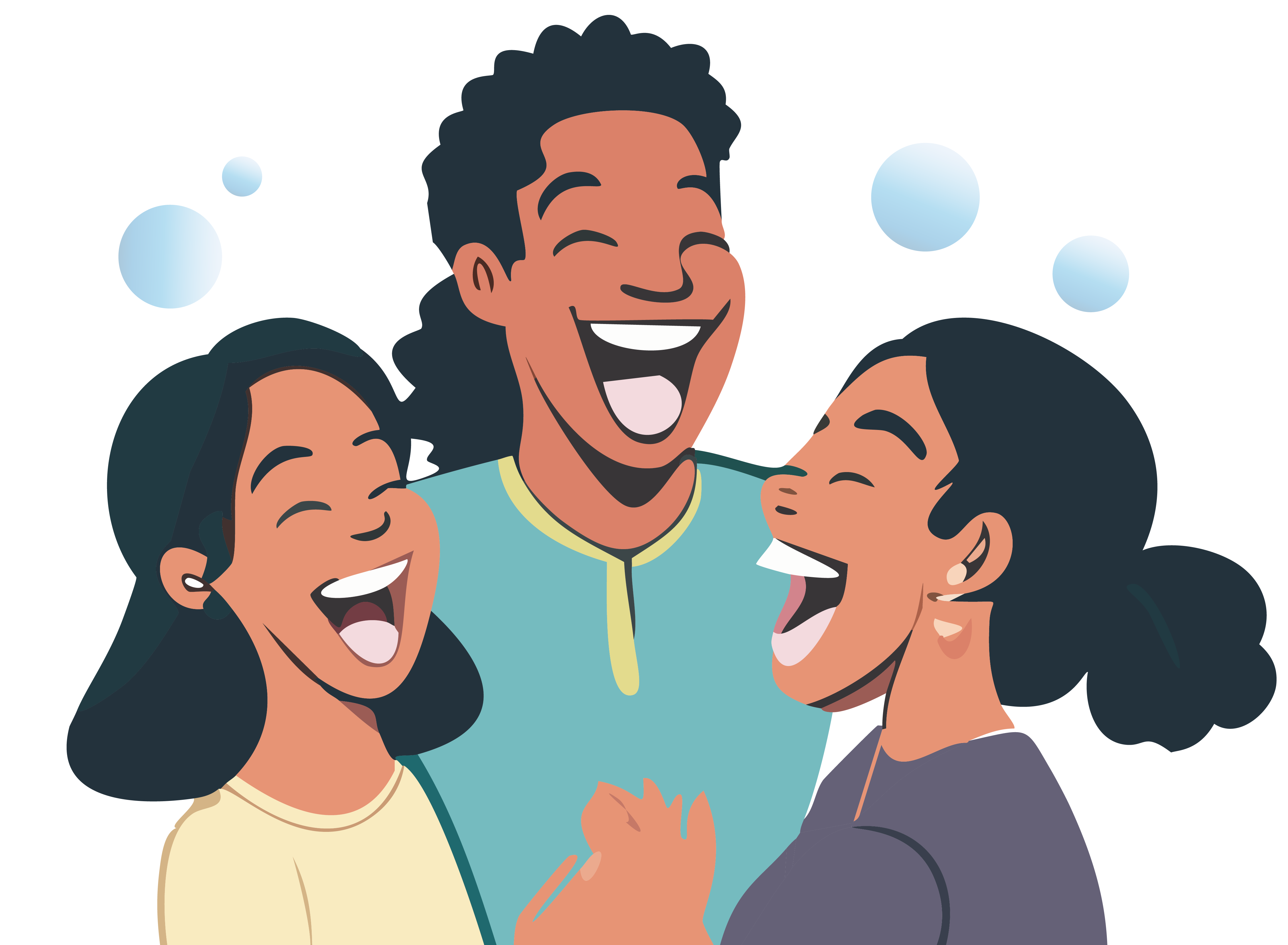 Illustration of a family smiling and laughing together